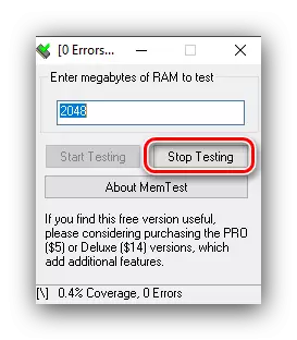 Berhenti memeriksa RAM di Windows 10 menggunakan Memtest
