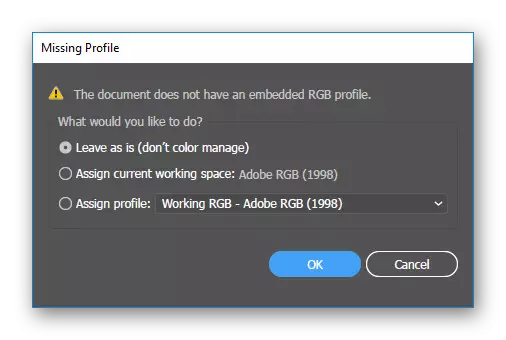 Selectarea profilului pentru CDR în Adobe Illustrator