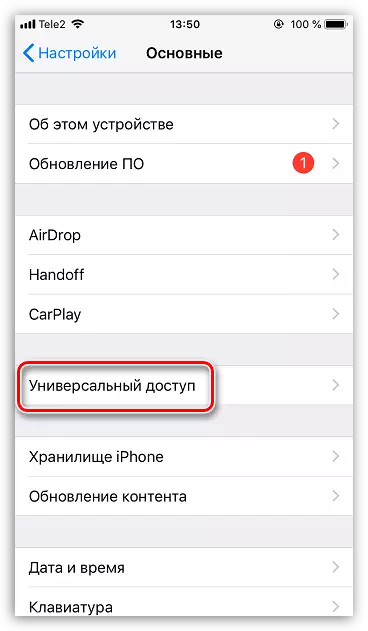 Universal Access Settings on iPhone