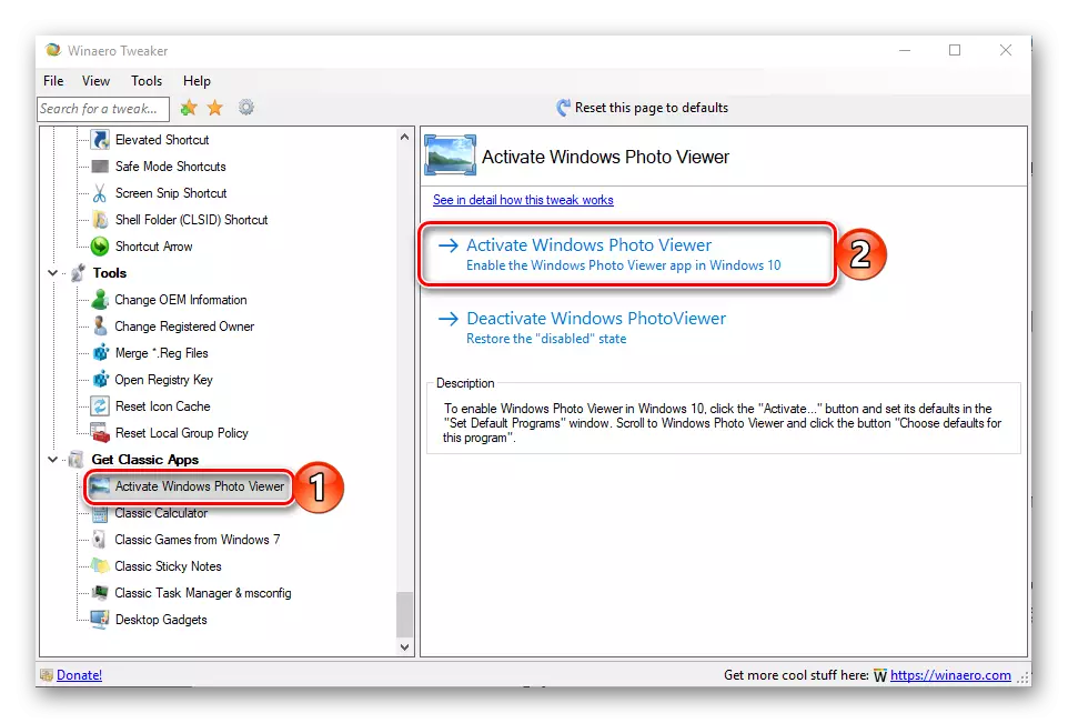Menyang lokasi aplikasi Winaero Tweaker ing Windows 10
