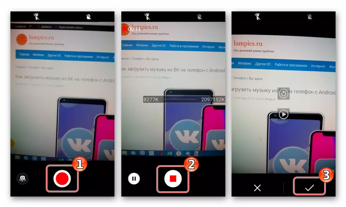 Vkontakte til Android kører kameraet til optagelse af video og losning af det til det sociale netværk