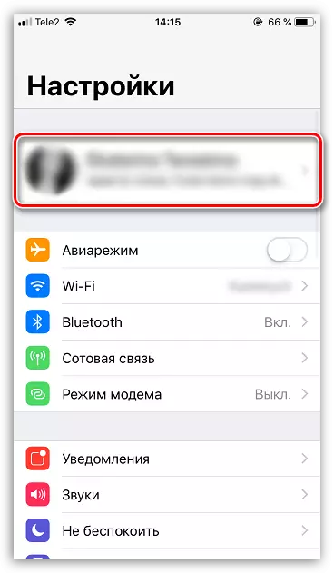 Apple ID-menu op iPhone