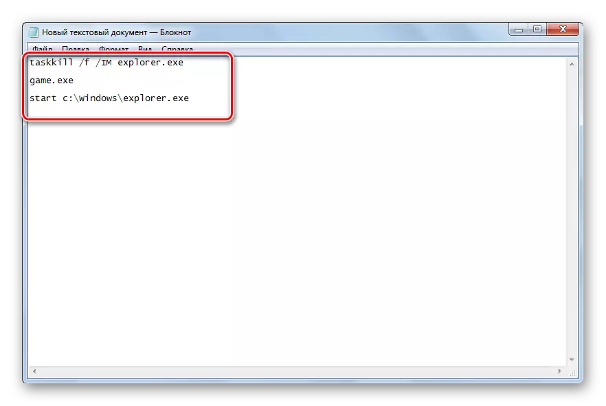 Zadejte skript do textového souboru Windows 7