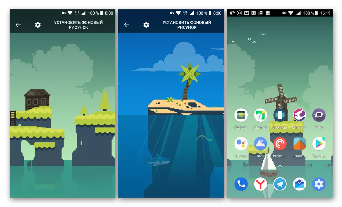 Download soti nan Google Jwe Pixelscapes Wallpapers - App pou Smartphone ak grenn ak android