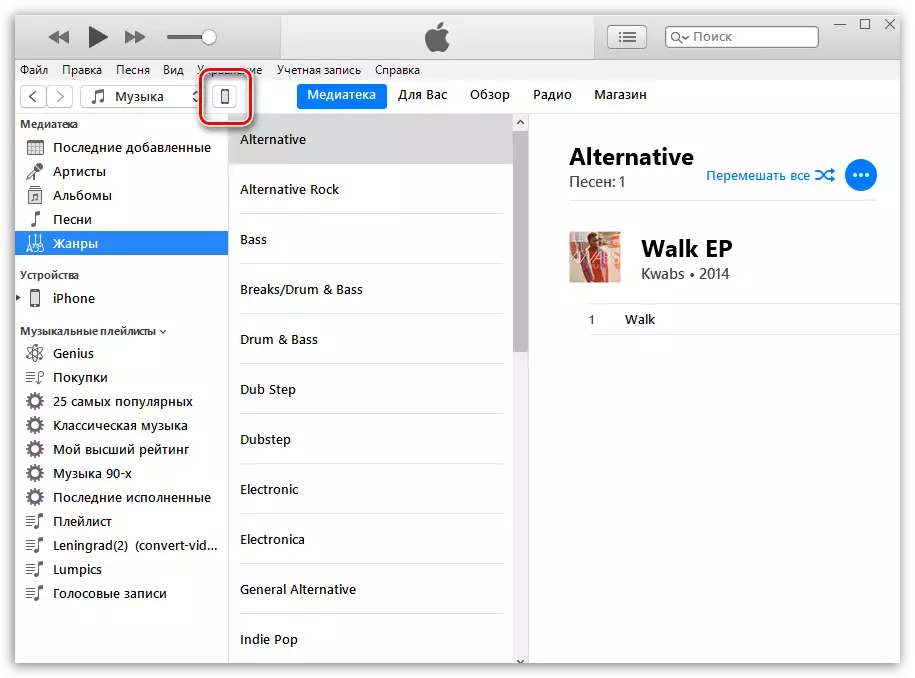 IPhone-Steuerungsmenü in iTunes