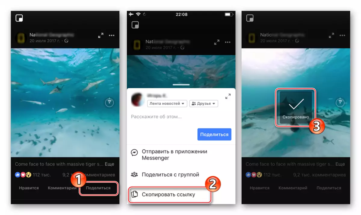Facebook za IOS Copy povezave na video v socialnem omrežju za prenos v iPhone