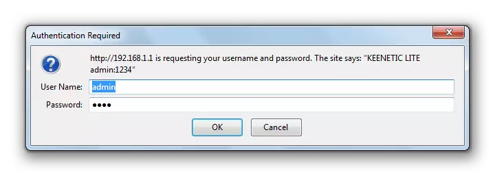 Nhập đăng nhập và mật khẩu vào hộp thoại Windows Access vào giao diện web bộ định tuyến