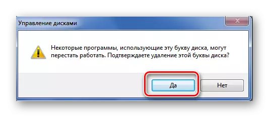 Xác nhận việc loại bỏ các chữ cái của đĩa trong Windows 7