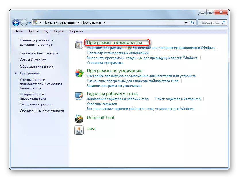 Chuyển đến phần chương trình và các thành phần trong bảng điều khiển trong Windows 7