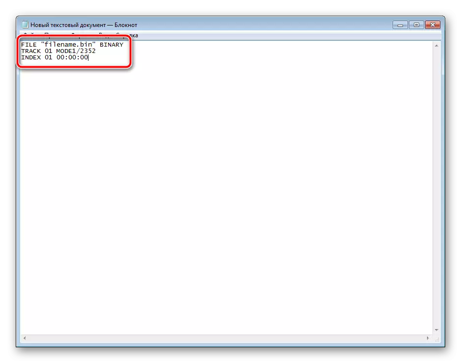 La introducció d'ordres en un document de text en Windows 7