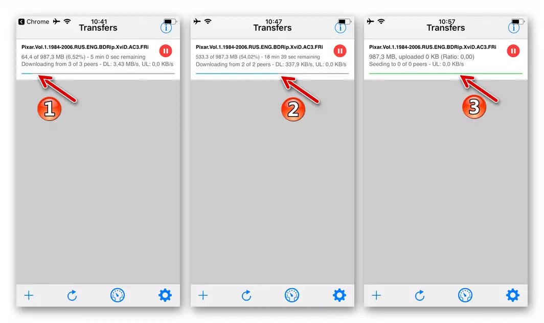 iPhone ali iPad - proces prenosa videa iz Torrent Tracker v Itransmission