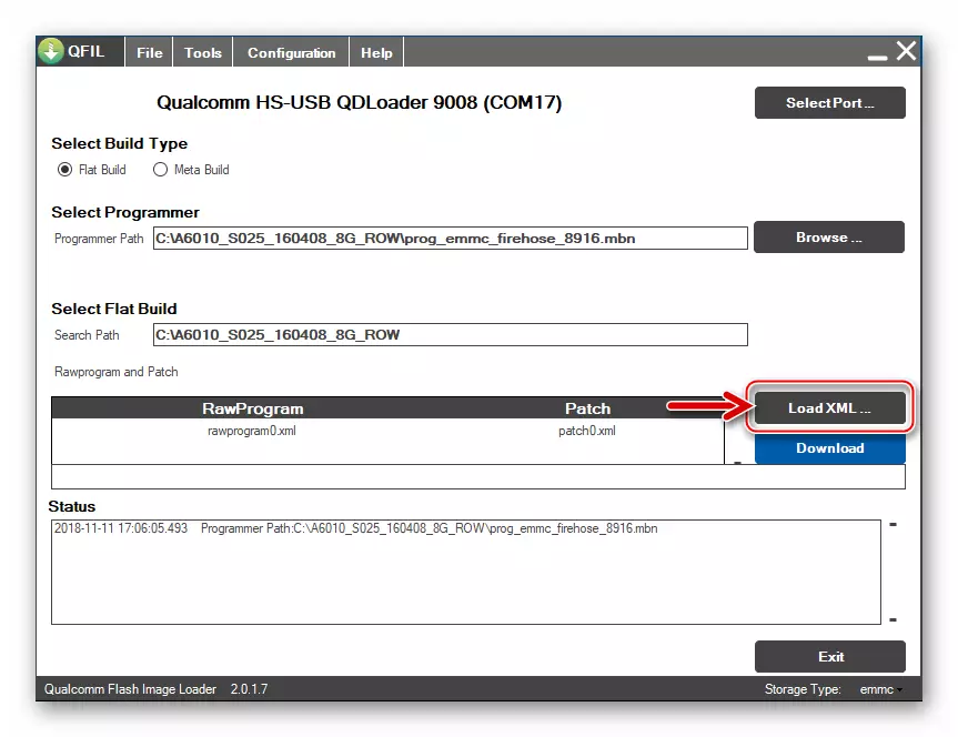 Lenovo A6010 QFIL Afegeix un botó de fitxer Rawprogram.xml i Patch0.xml a l'aplicació