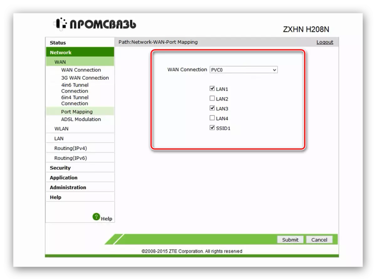 ZTE ZXHN H208 एन मोडेमवर आयपीटीव्ही सेट करण्यासाठी पोर्ट तपासा