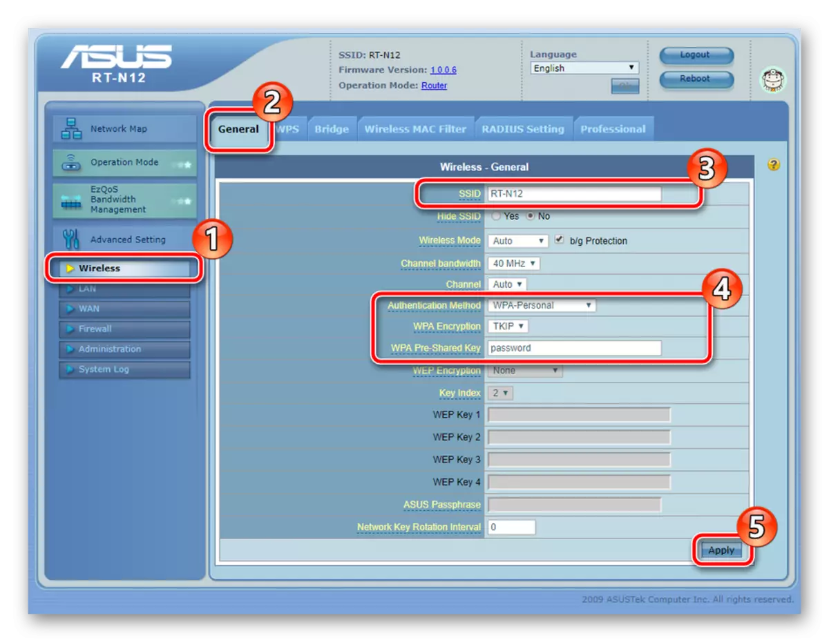 Basic Settings Wireless ASUS RT-N12