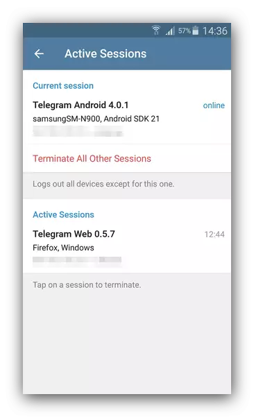 Actief sessies Telegram