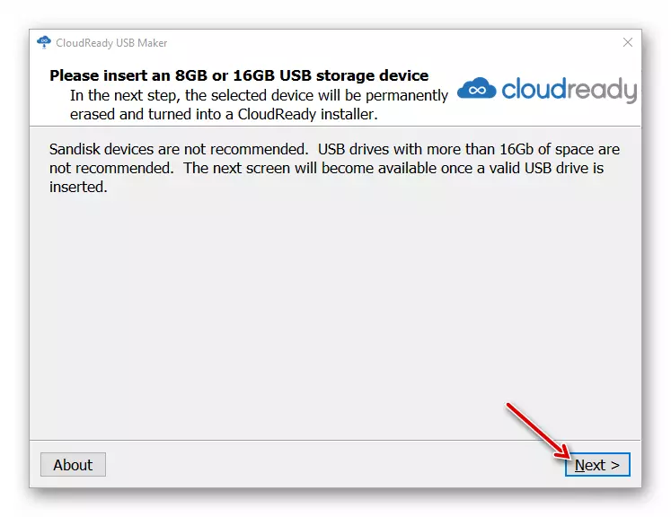 Waarskuwing aan onvanpas dryf gebruik in CloudReady USB Maker