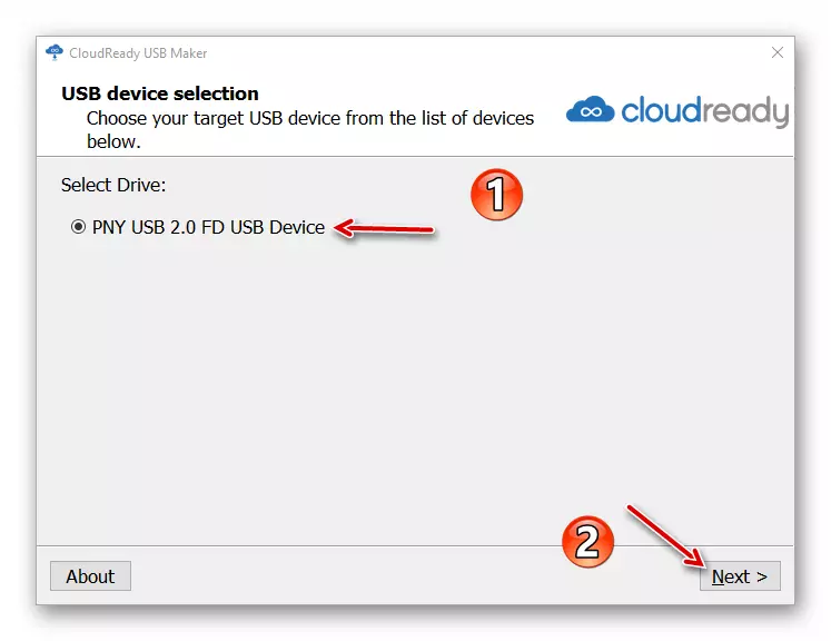 Definir unha unidade externa para a instalación de Chrome OS en CloudRy USB Maker
