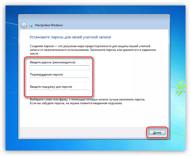 Ustvarjanje gesla za nov uporabnik po pripravi zdravila Sysprep Utility v operacijskem sistemu Windows 7