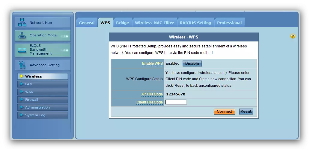 Impostazioni WPS nel router ASUS RT-N10