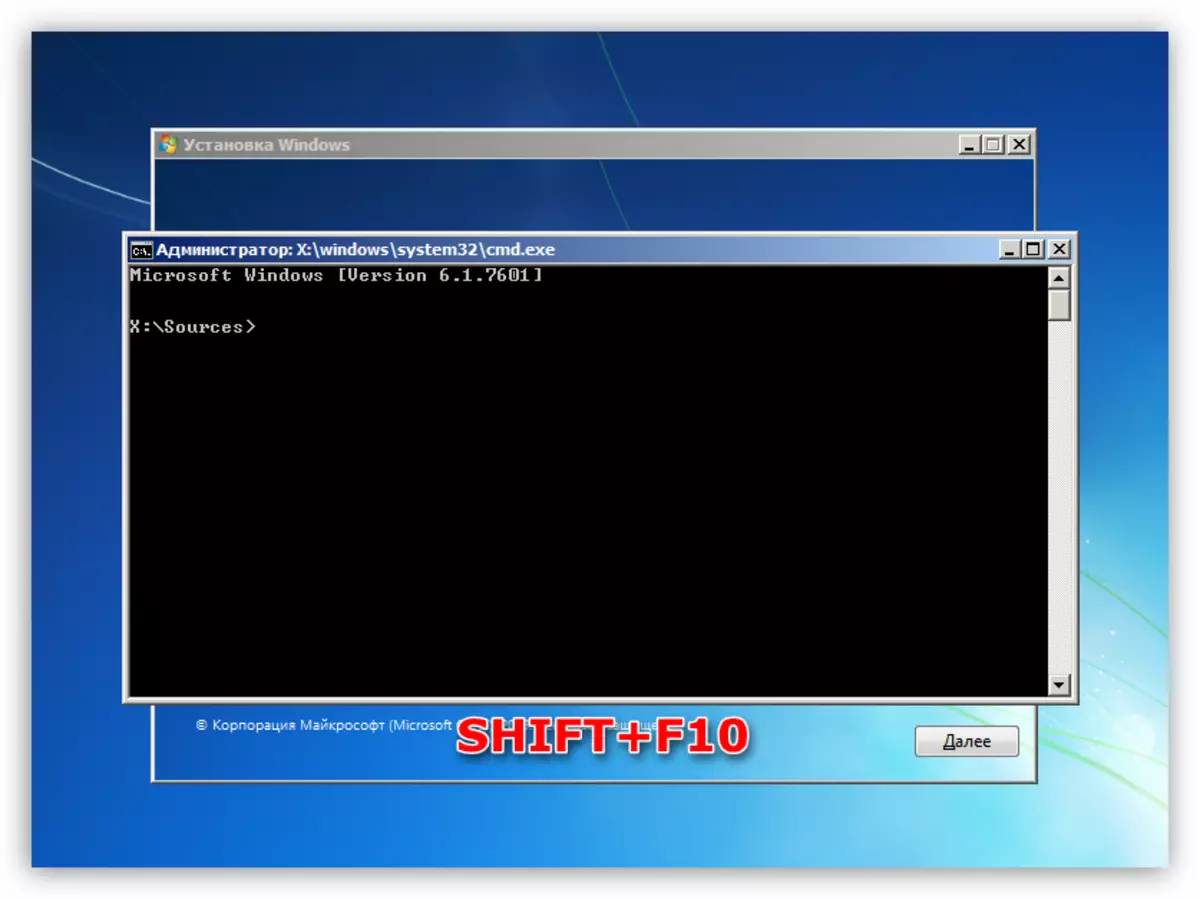Spuštění příkazového řádku z instalačního programu Windows 7