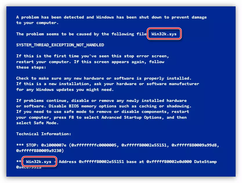 Windows 7'deki ölümün mavi ekranındaki başarısız olan teknik bilgiler