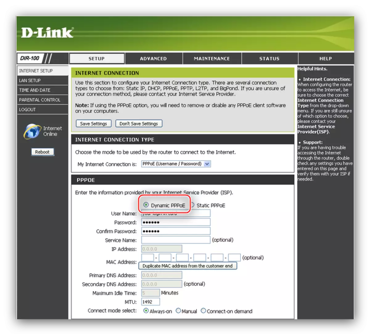 Instal·lació de la connexió PPPoe dinàmica per configurar el router D-LINK LINK 100