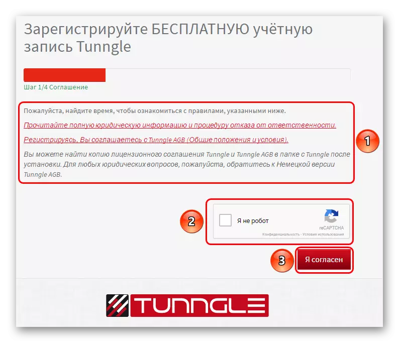 Contrat d'utilisateur et CAPS lors de l'inscription à TUNNGLE