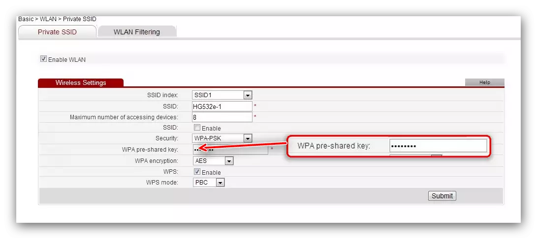 Installieren Sie das Netzwerksicherheitskennwort, um Wi-Fi in Huawei HG532E zu konfigurieren