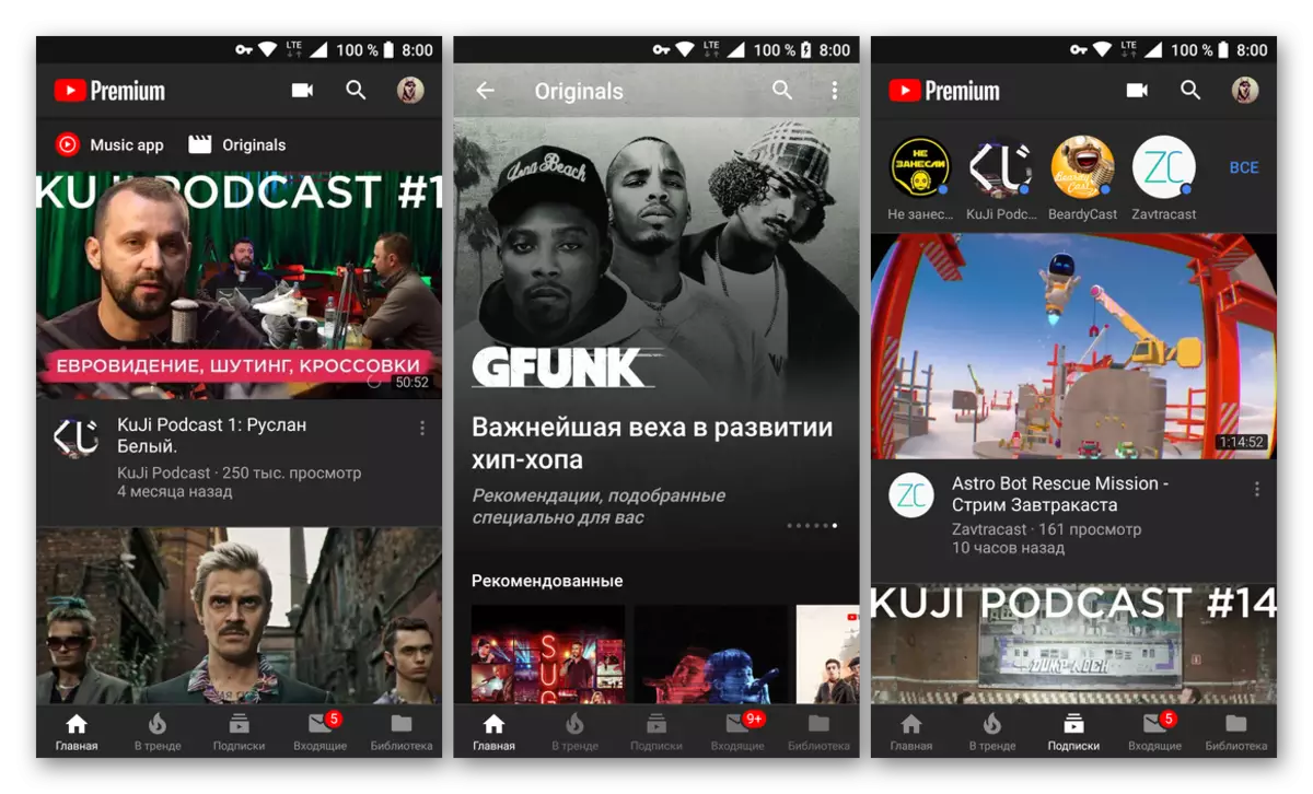 Megváltozott szolgáltatási felület a YouTube mobil alkalmazásban Android