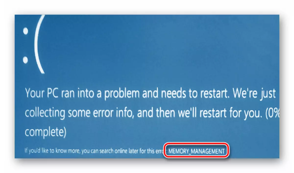 Windows 10中的Memory_management錯誤的一般視圖