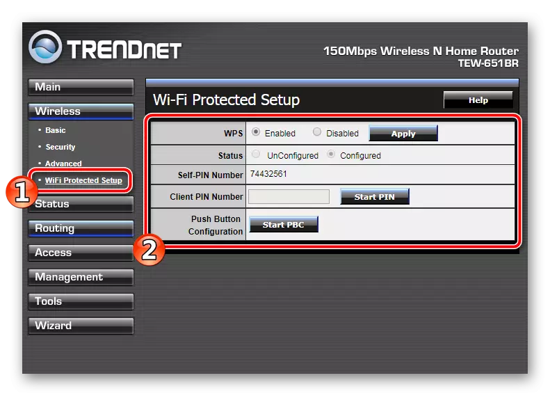 Useto lwe-WPS ye-trendnet router