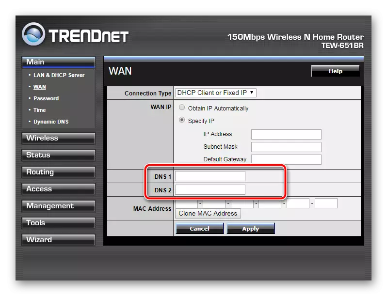 Configure DNS en el panel de control de TrendNet