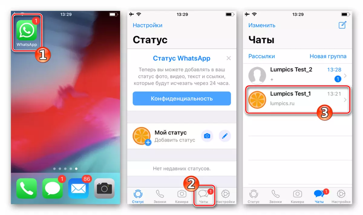 WhatsApp pro iPhone Odstranění zpráv - Přepnutí na Chat