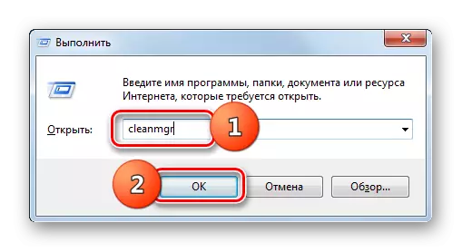 Pokretanje Disk Cleanup sistem unosom komandu u dijalogu Run Windows 7