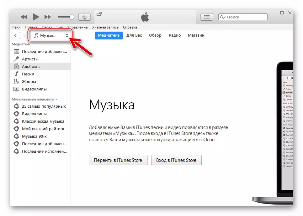 Vkontakte za iPhone iTunes 12.6.3 - izbornik particija