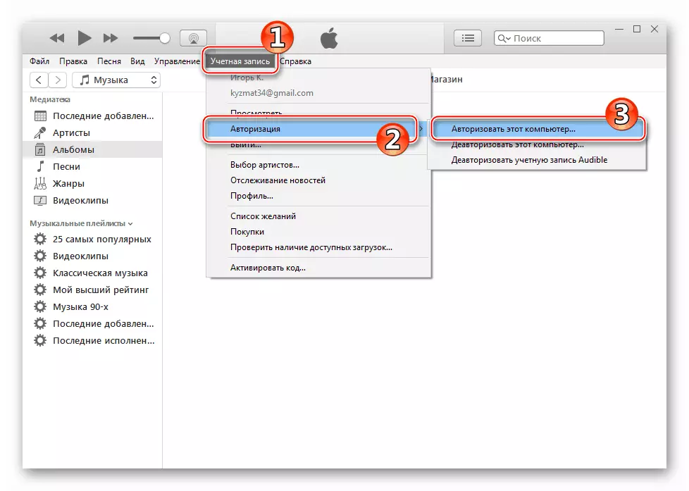 VKontAte pikeun iPhone otorisasi komputer dina iTunes 12.6.3