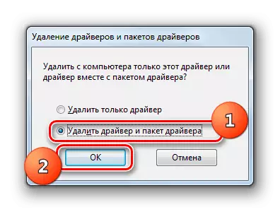 Spustenie vymazania vodiča a balíka ovládačov v dialógovom okne Windows 7