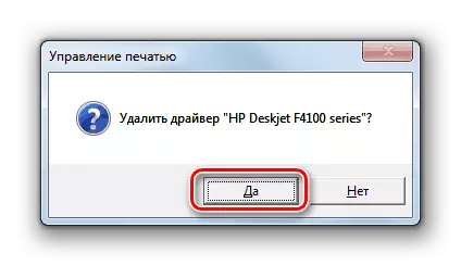 Potwierdzenie usunięcia sterownika w oknie dialogowym Windows 7