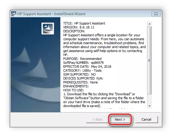 Start installing HP Support Utility