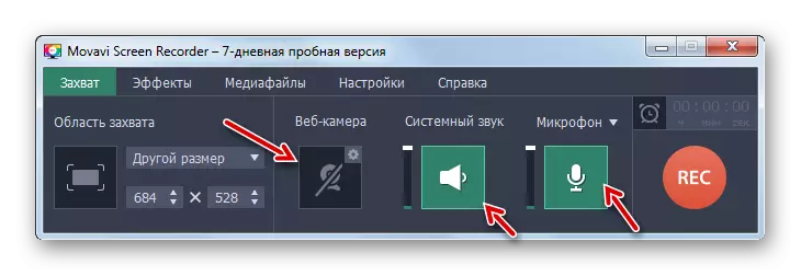 Proper webcam settings, System audio and microphone for recording Skype in Skype in the Movavi Screen Recorder program