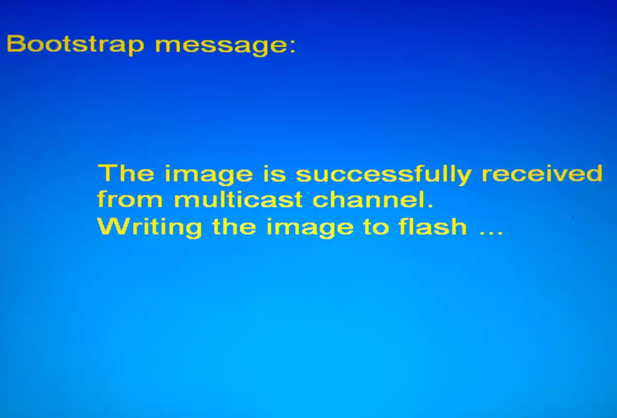 MAG 250 BIOS Bootstrap mensagem escrevendo imagem para flash