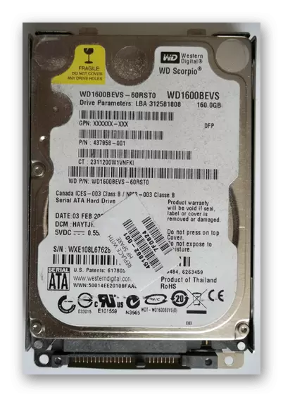 Et eksempel på en harddisk fra HP laptop