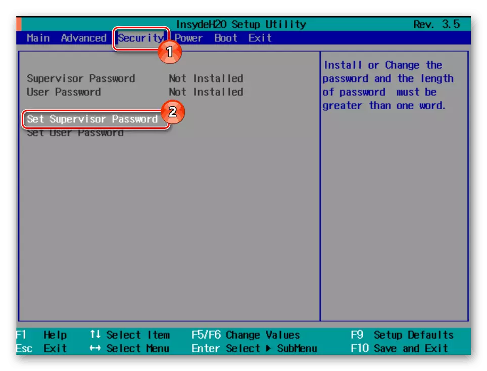 فرآیند نصب رمز عبور مدیر در BIOS