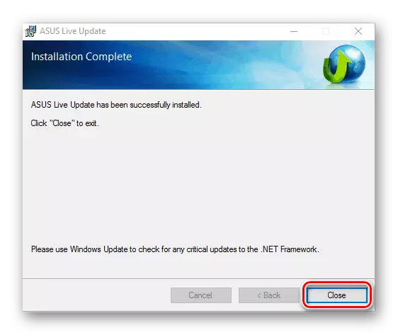 Dovršavanje instalacije ASUS Live Update Utility za ASUS X54H laptop