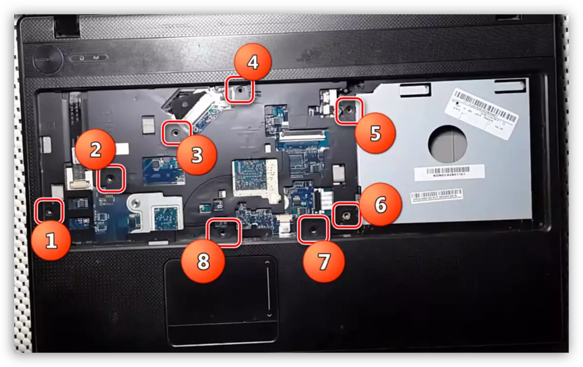 Revealing screws on the front panel on Acer Aspire 5253 laptop