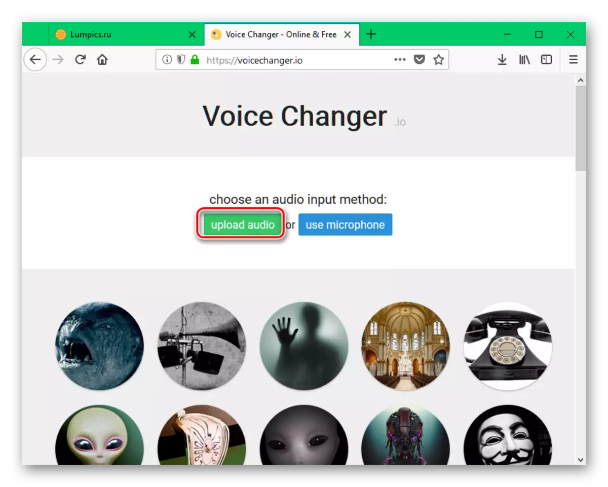 Voicechanger.io वेबसाइटवर ऑडिओ बटण डाउनलोड करा