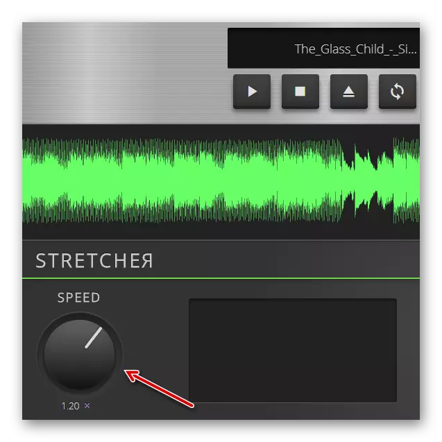 Timestretch Audio ойнатқышындағы аудио файлды өзгерту тұтқасы