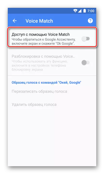 Abilitazione delle funzioni Accesso tramite corrispondenza vocale sul dispositivo Android