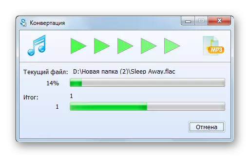 FLAC AUDIO-STANDSFORMATION-procedure in MP3-indeling in totale audio-omzetter