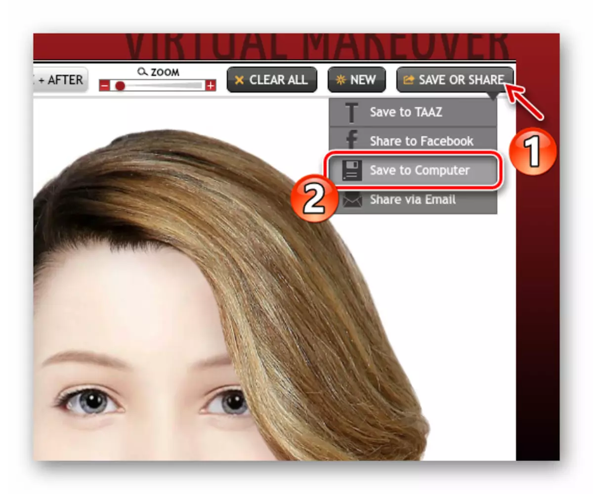 Завантаження готової фотографії в пам'ять комп'ютера з онлайн-сервісу TAAZ Virtual Makeover